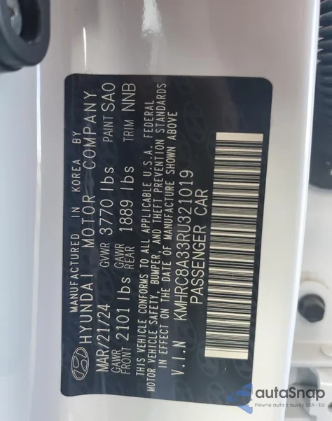 2024 Hyundai Venue Sel z USA, uszkodzony, nr VIN KMHRC8A33RU321019